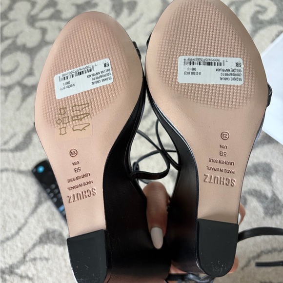 SCHUTZ Deonne Black Strappy Wrap Wedge Sandal NWT - Picture 6 of 7